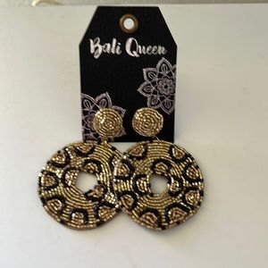 Fancy black and gold beaded earrings